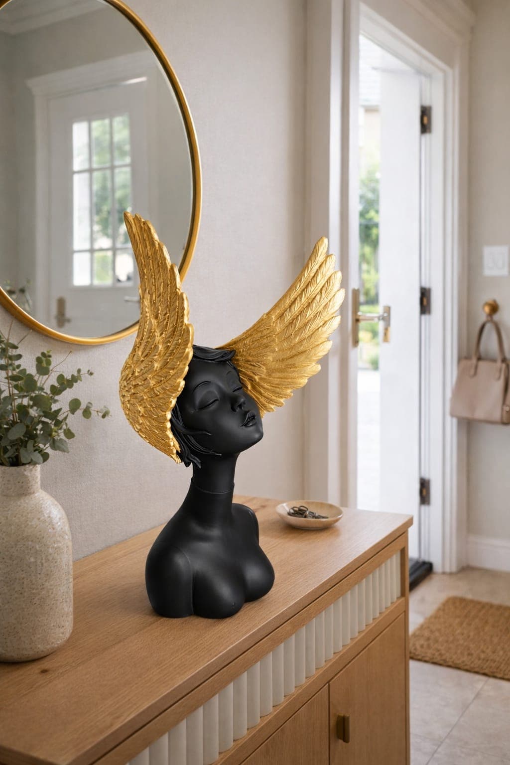 Modern Abstract Woman Wings Sculpture