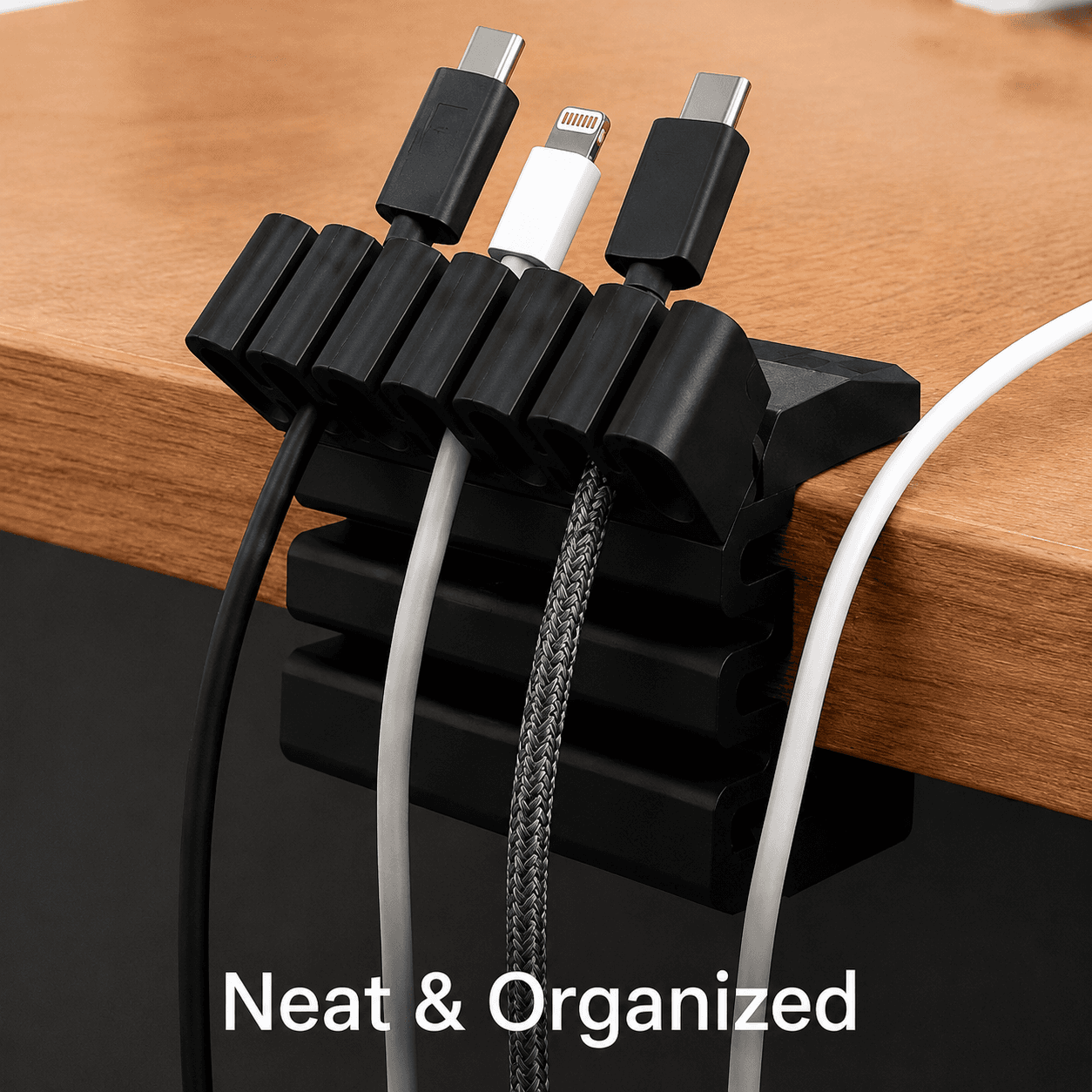 6-Slot Desk Cable Organizer – Self-Adhesive Cable Management Clip 2