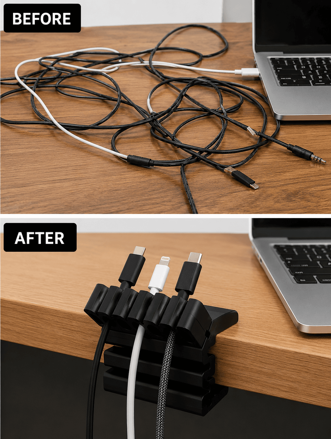 6-Slot Desk Cable Organizer – Self-Adhesive Cable Management Clip 5