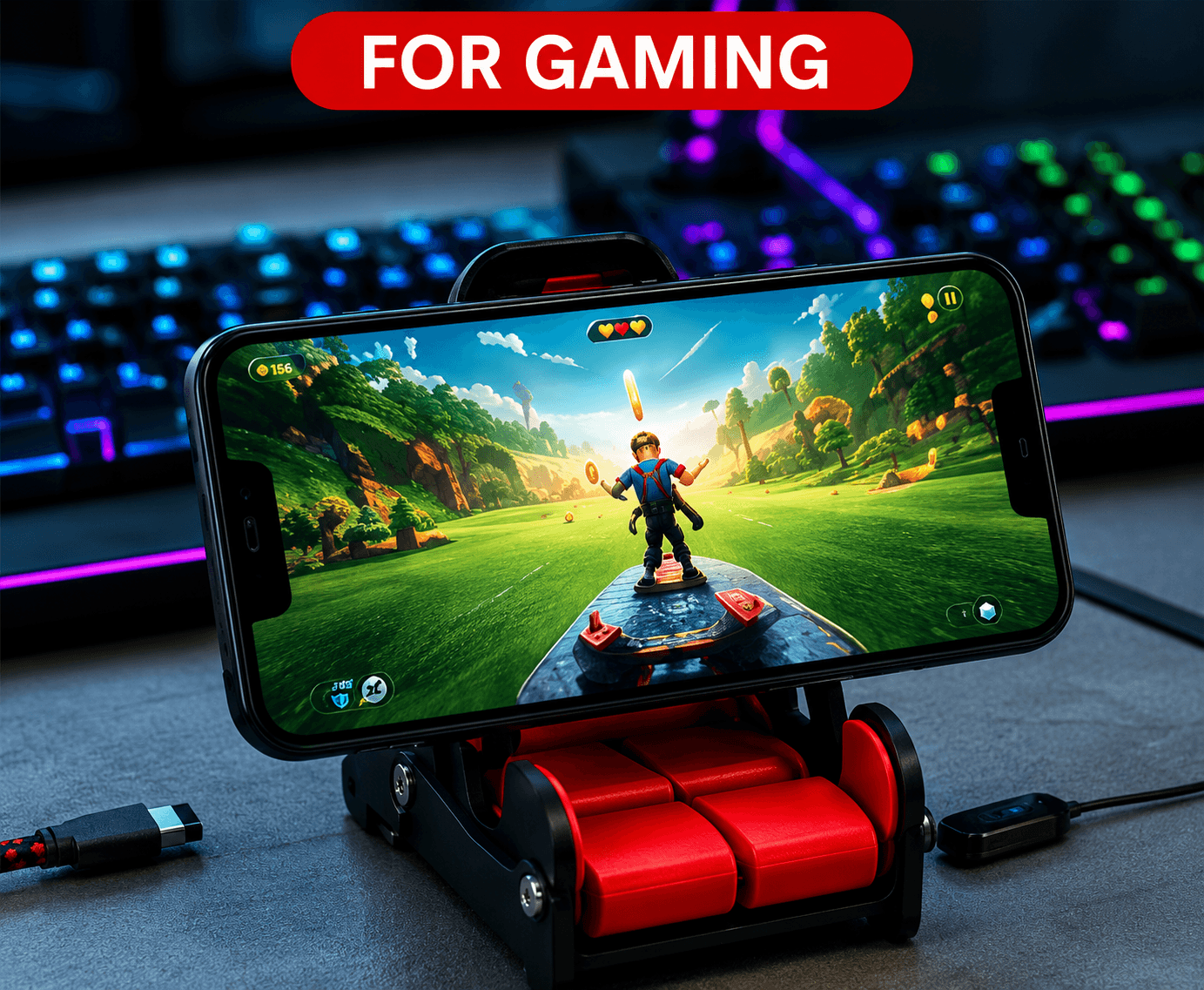 Racing Chair Phone Stand Adjustable Desk Mobile Holder for Gaming Office Video Calls & Watching Movies 7