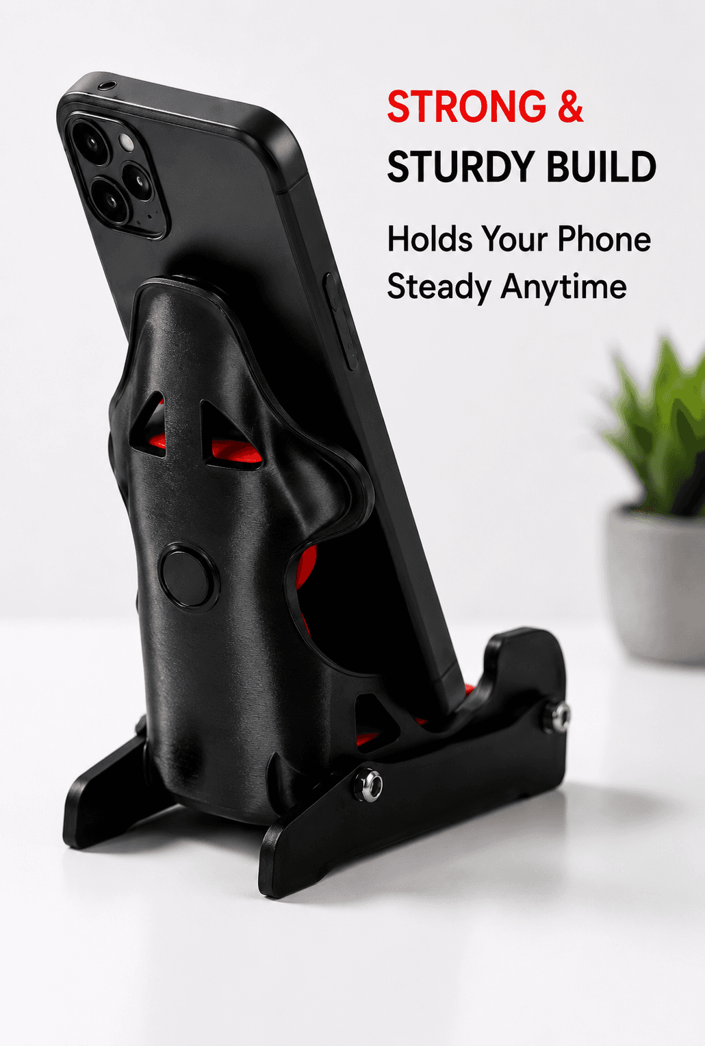 Racing Chair Phone Stand Adjustable Desk Mobile Holder for Gaming Office Video Calls & Watching Movies 2