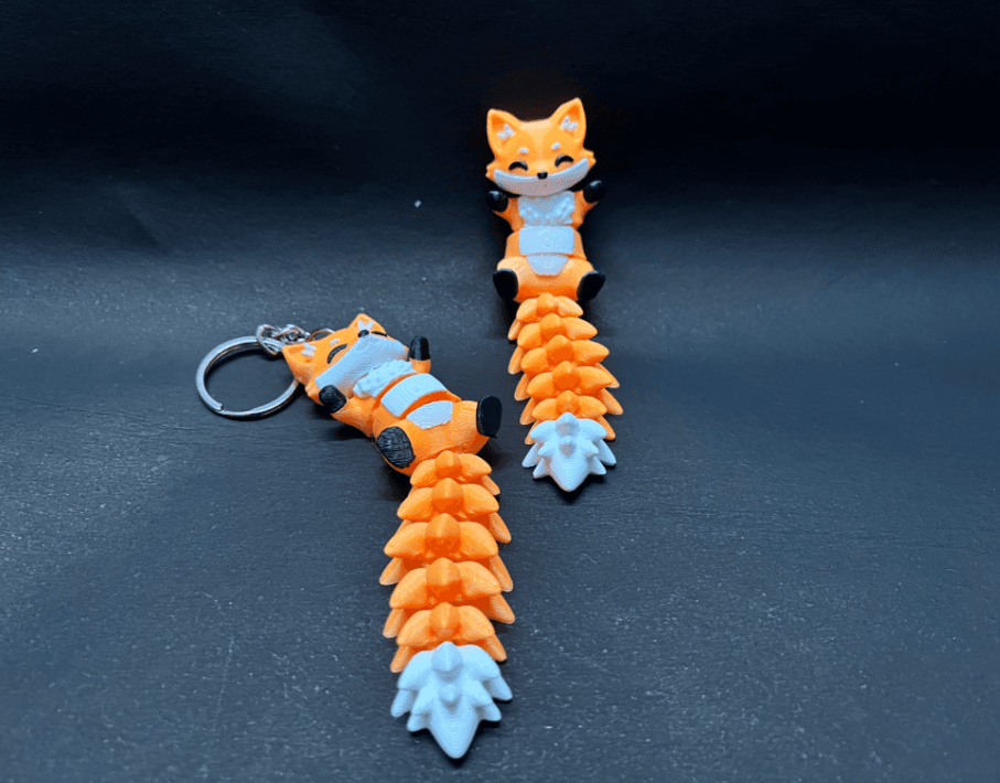 Flexi Fox Articulated Keychain – Cute 3D Printed Fidget Animal Keyring 2