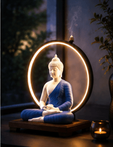 Buddha Meditation LED Halo Incense Holder | Spiritual Home Decor Sculpture