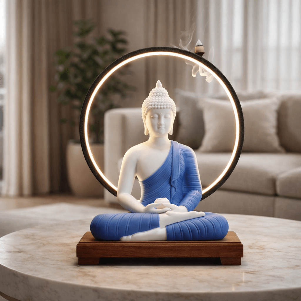 Buddha Meditation LED Halo Incense Holder | Spiritual Home Decor Sculpture 8
