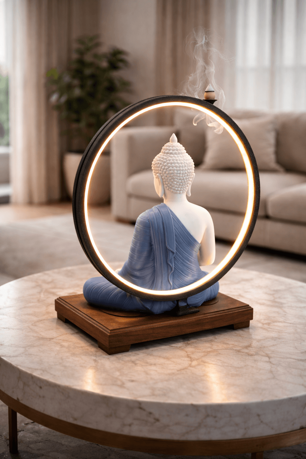 Buddha Meditation LED Halo Incense Holder | Spiritual Home Decor Sculpture 6