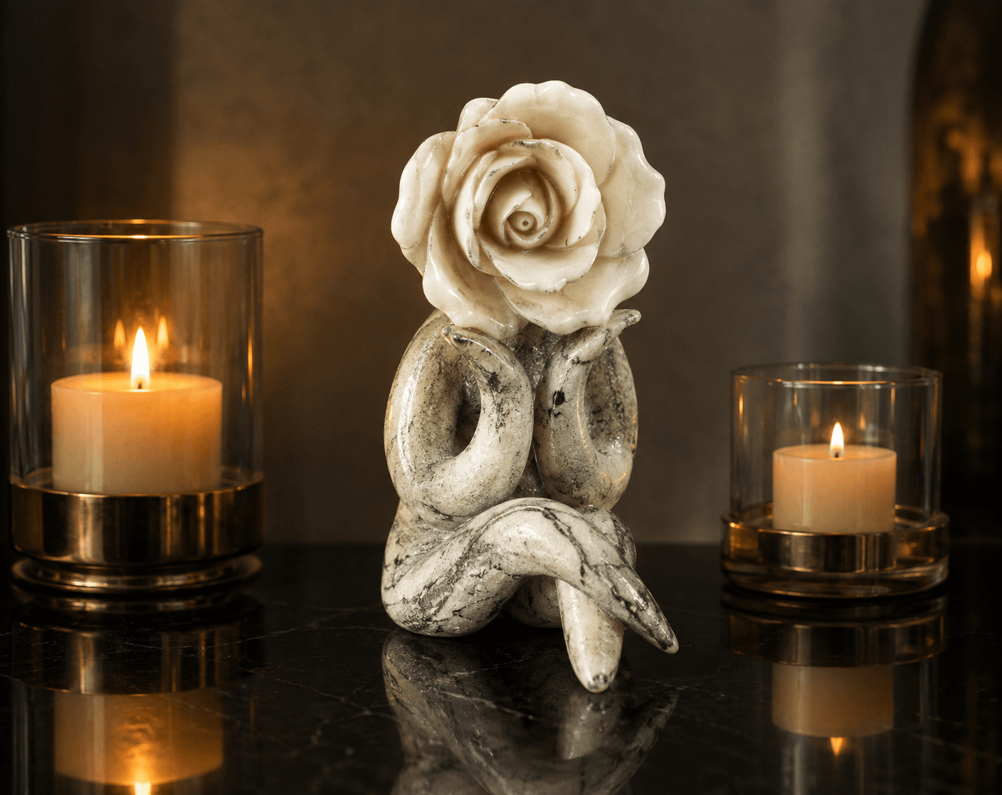 Rose Head Woman Sculpture | Modern Floral Abstract Home Decor 3