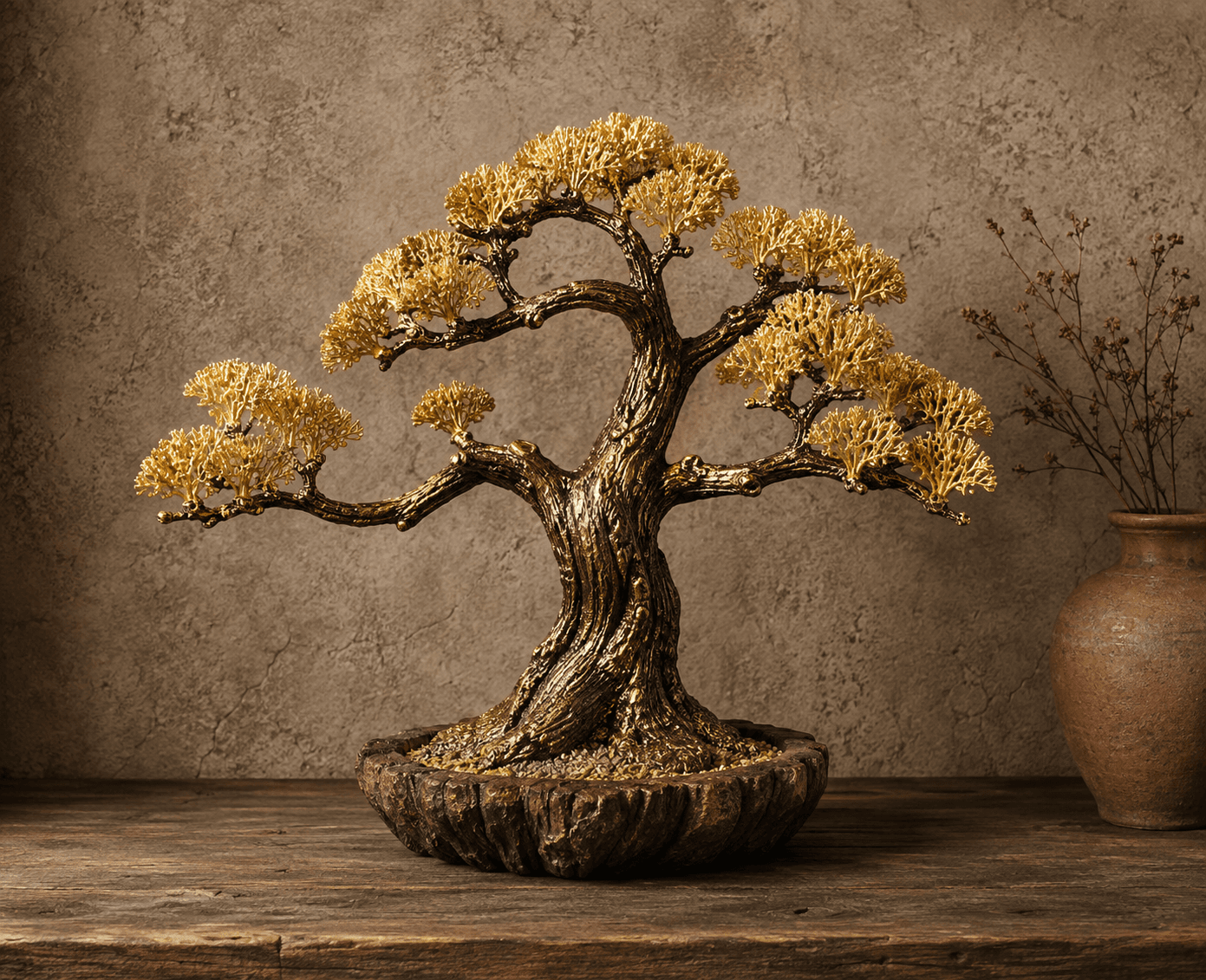 Golden Bonsai Tree Sculpture | Tree of Life Luxury Home Decor 7