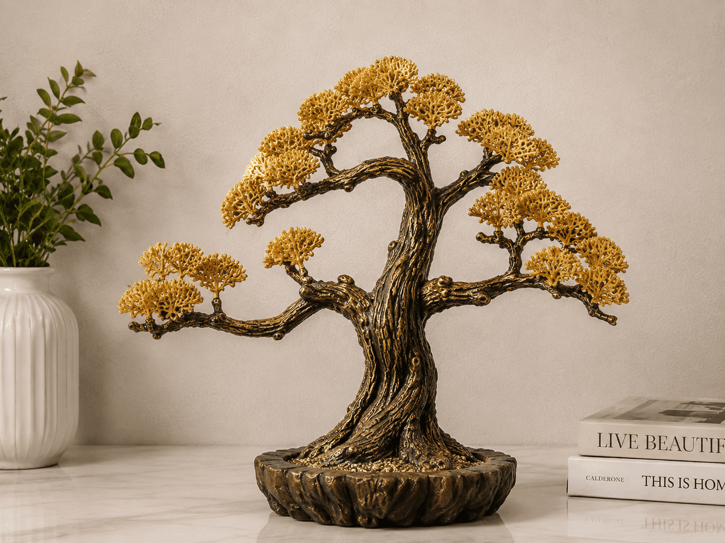 Golden Bonsai Tree Sculpture | Tree of Life Luxury Home Decor 3