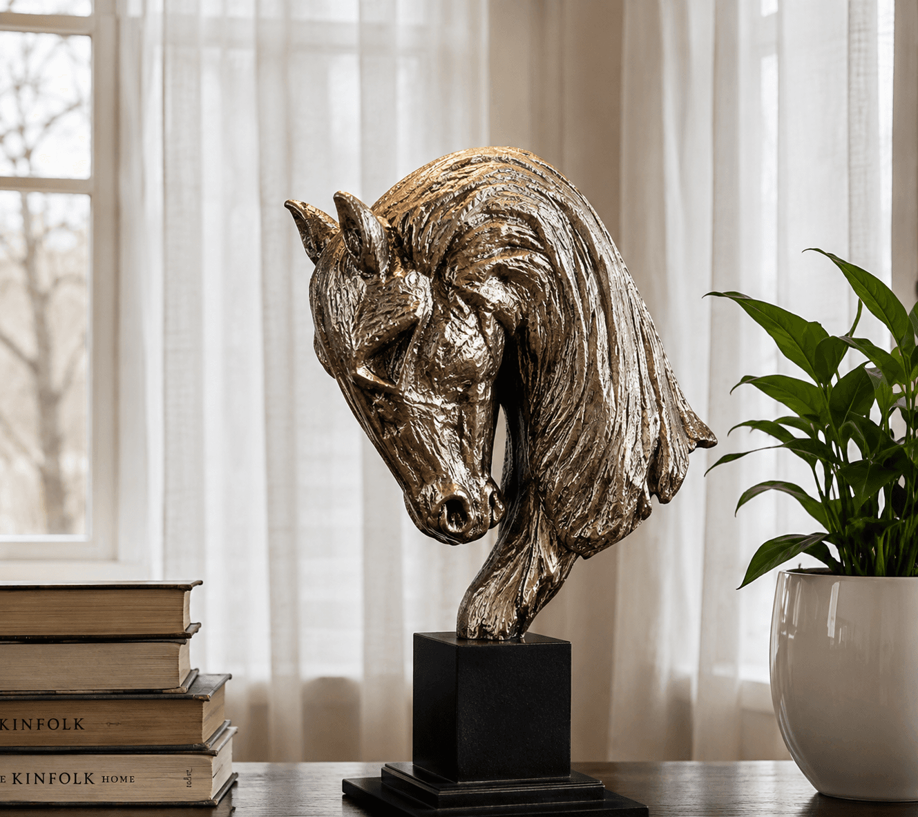 Luxury Horse Head Sculpture | Metallic Equestrian Bust Home Decor 5