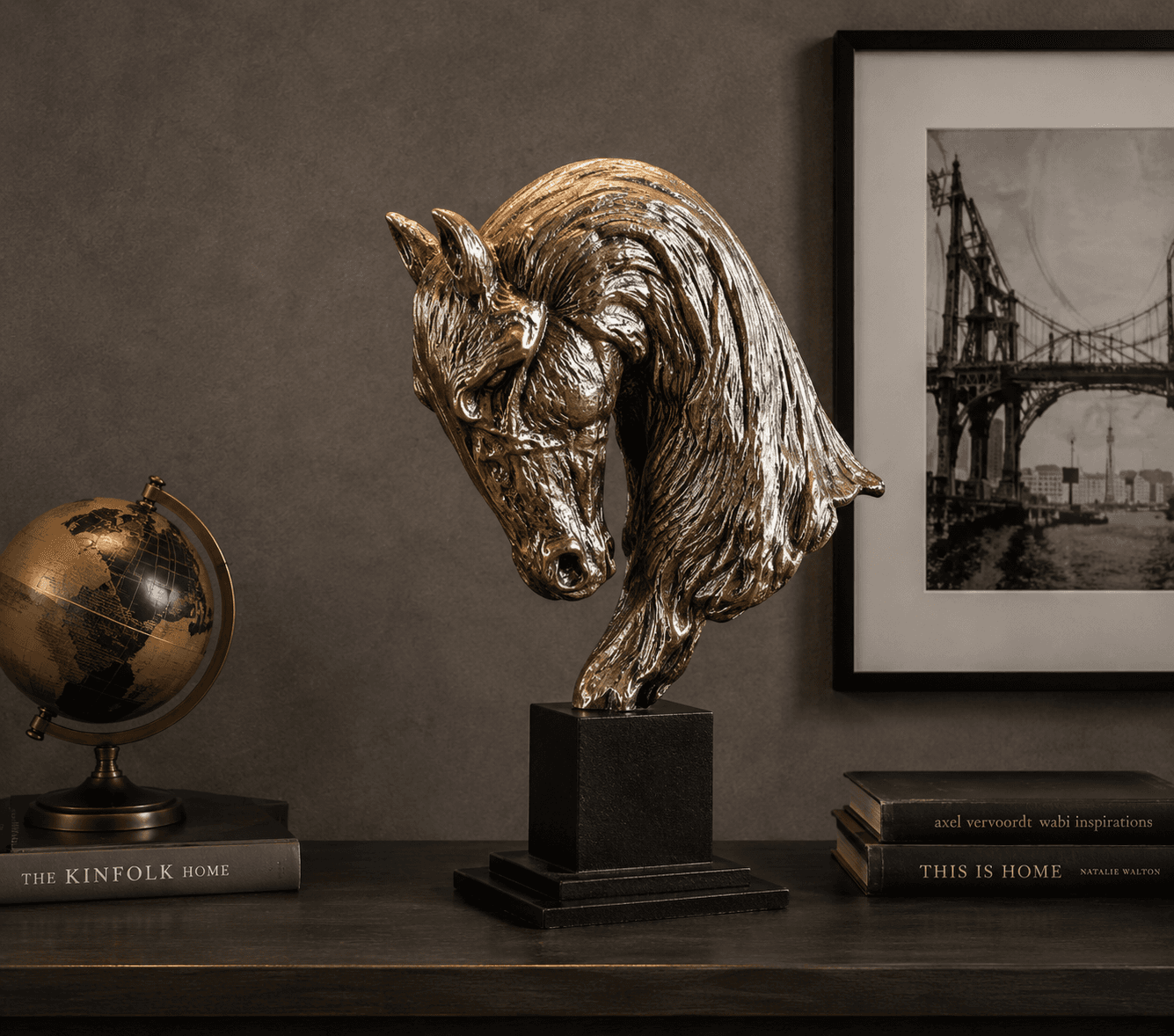 Luxury Horse Head Sculpture | Metallic Equestrian Bust Home Decor 9