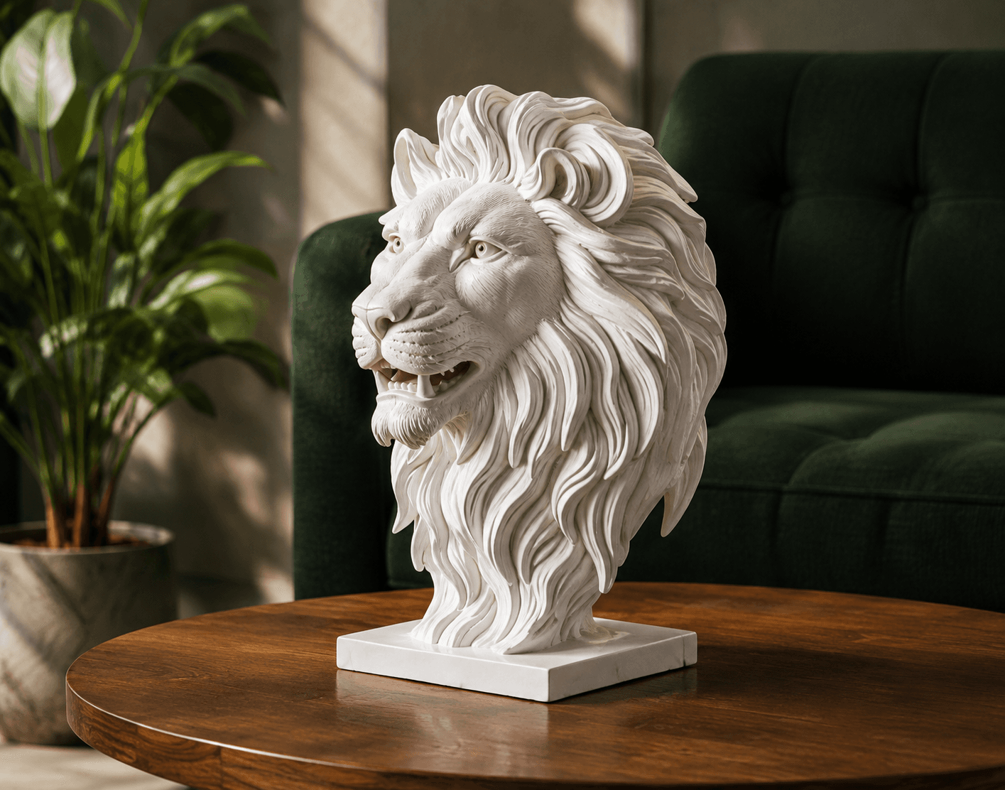 Luxury Lion Head Sculpture | Majestic White Lion Bust Home Decor 3