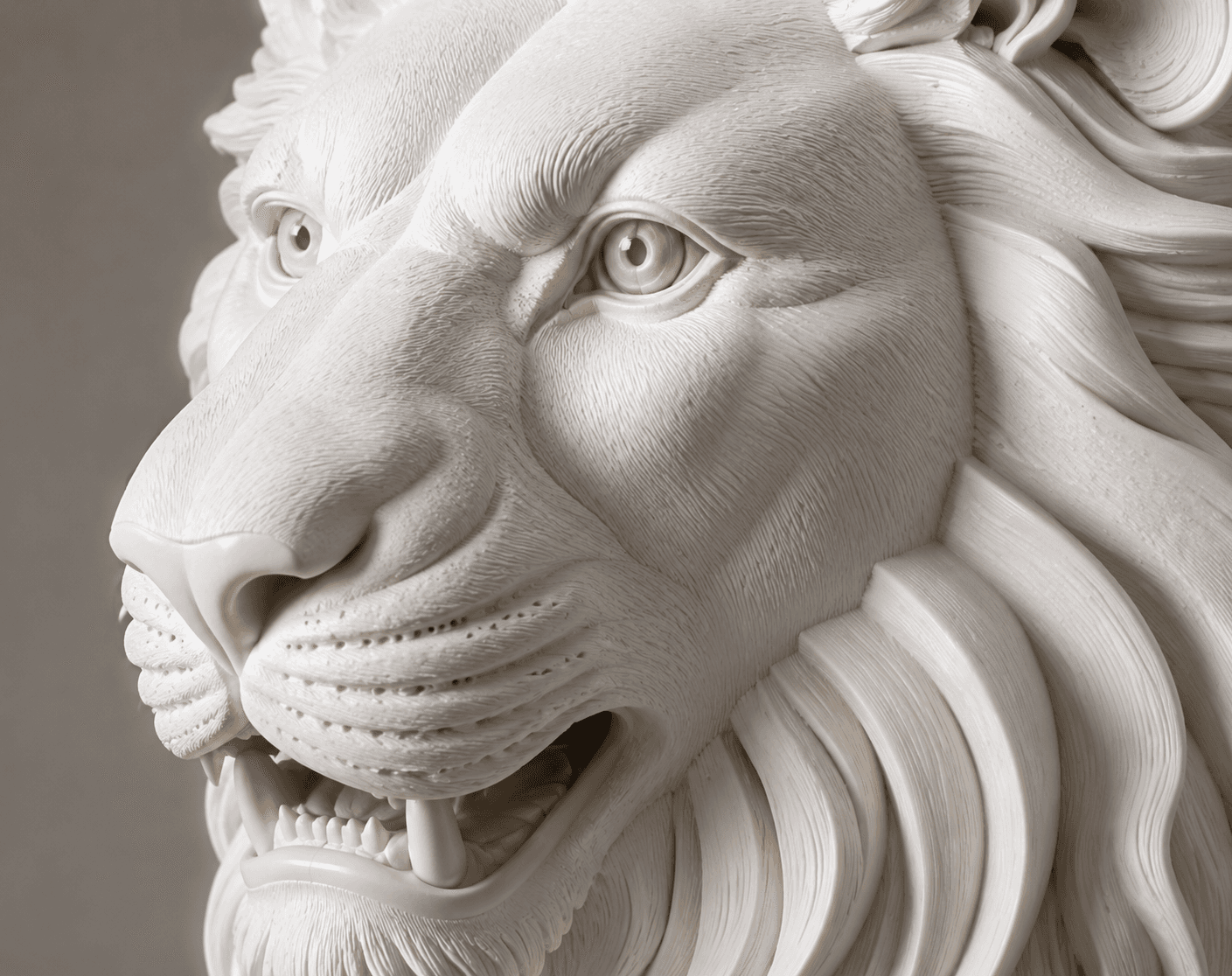 Luxury Lion Head Sculpture | Majestic White Lion Bust Home Decor 4